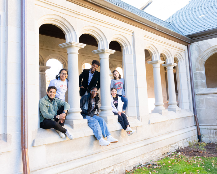 College students in breezeway