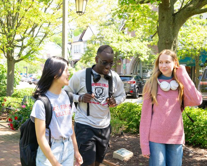 three college students in downtown lake forest